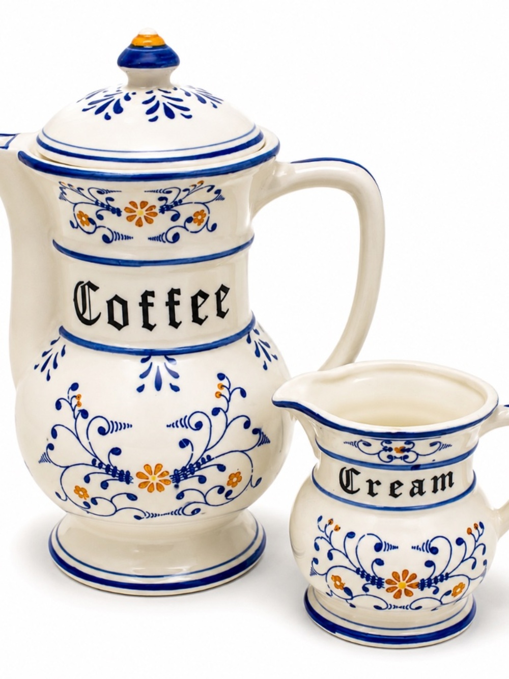 Royal Sealy Heritage Coffee Pot & Creamer Vintage Japan Floral Ceramic Set